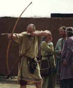 * An archer in a relaxed pose prior to releasing the shot